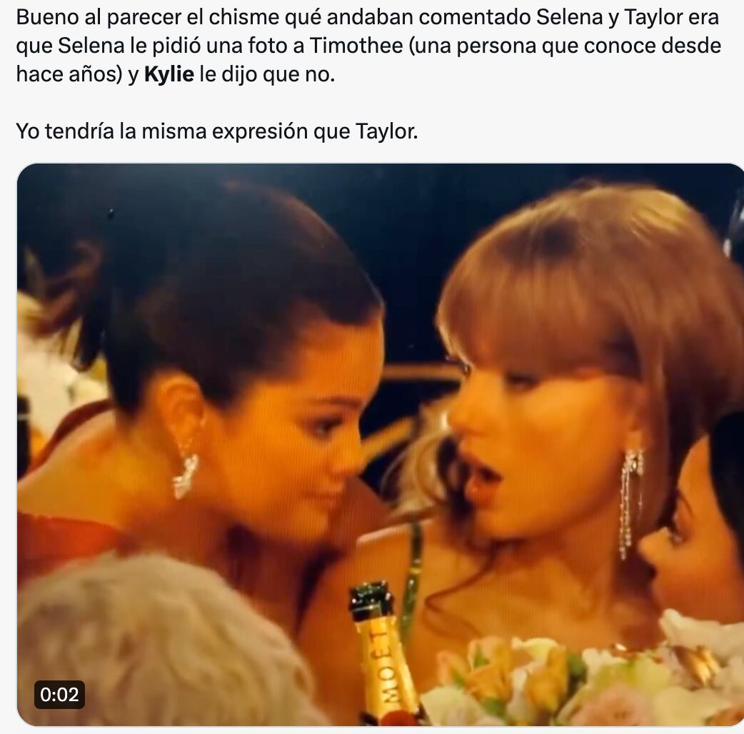 Memes del chisme que Selena Gómez le contó a Taylor Swift sobre Kylie Jenner y Timothée Chalamet