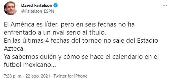 Tuit de David Faitelson