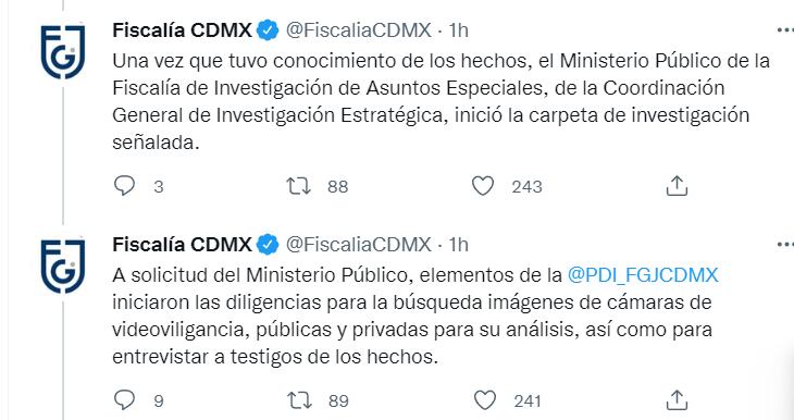 Policía de Investigación de la Fiscalía de CDMX inicia recopilación de pruebas