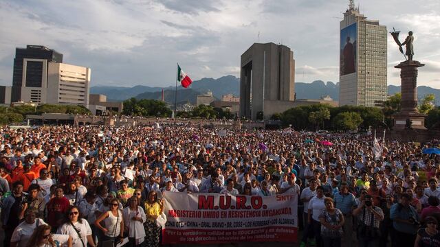 Protesta en Monterrey contra la Reforma Educativa.