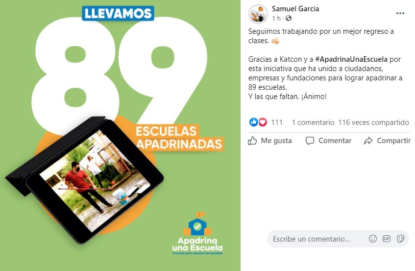 Samuel García sobre las escuelas apadrinadas
