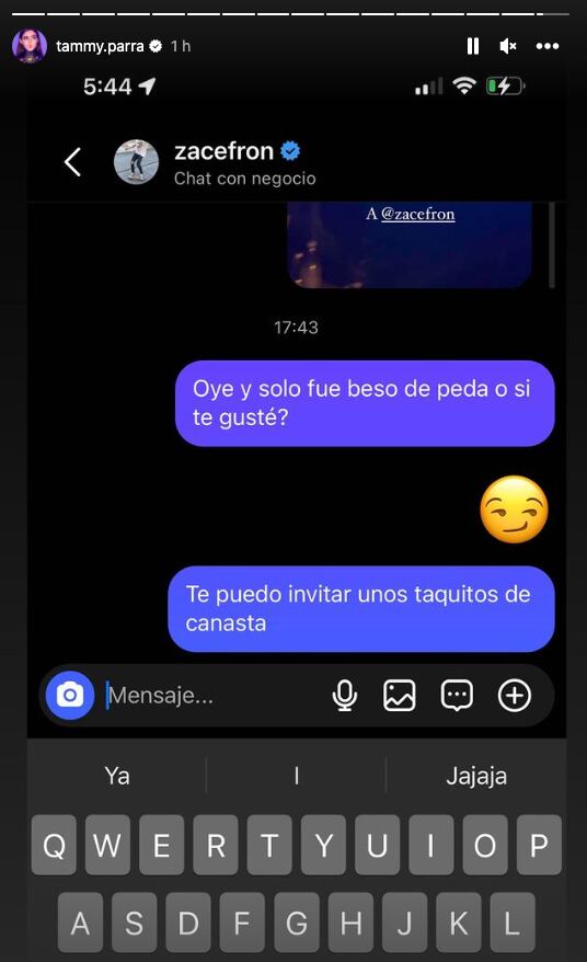 Tammy Parra le envía mensaje en privado a Zac Efron para seguir con su historia de amor