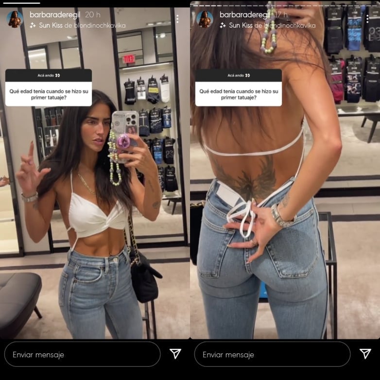 Bárbara de Regil muestra sus tatuajes.