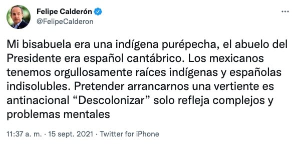 Tuit de Felipe Calderón