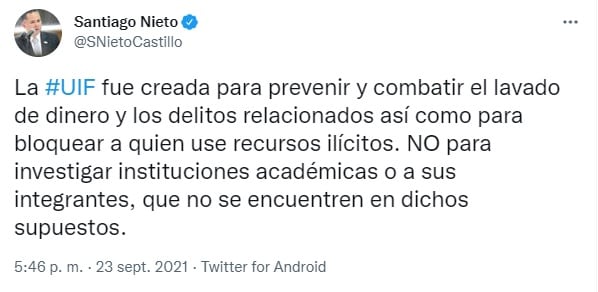 Tuit Santiago Nieto