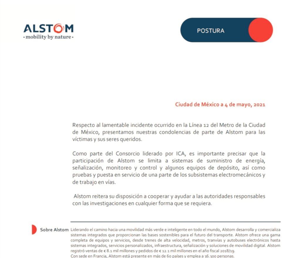 Alstom comunicado