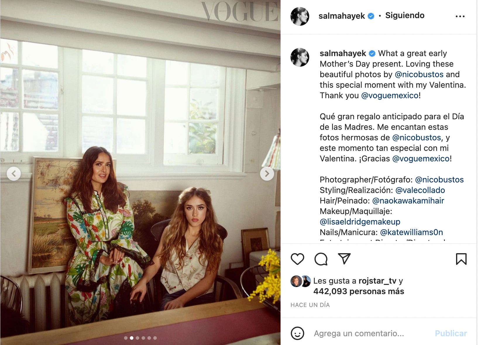 Salma Hayek y su hija en Vogue