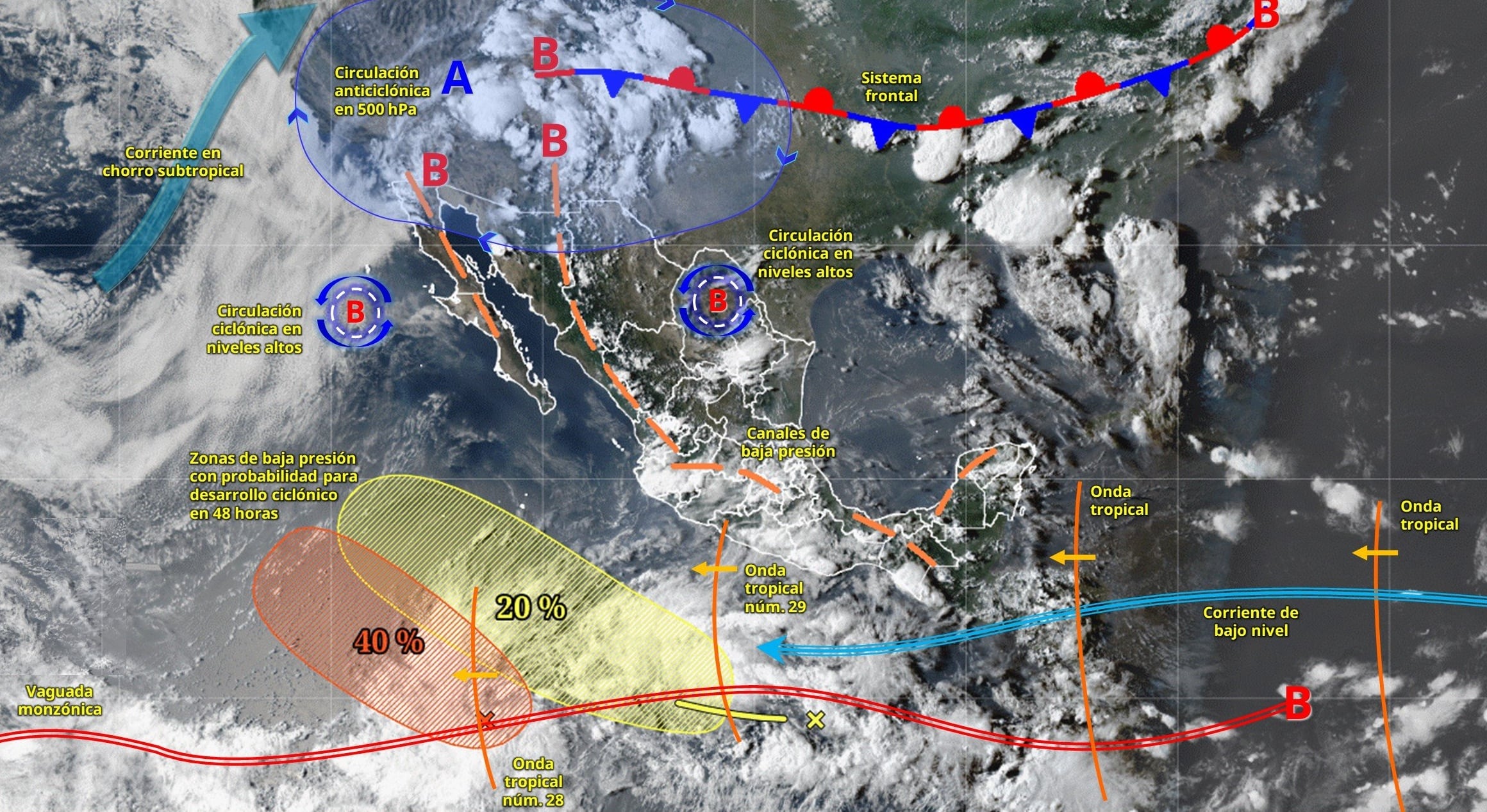 Onda tropical 29 provocará lluvias fuertes en México hasta el 29 de agosto