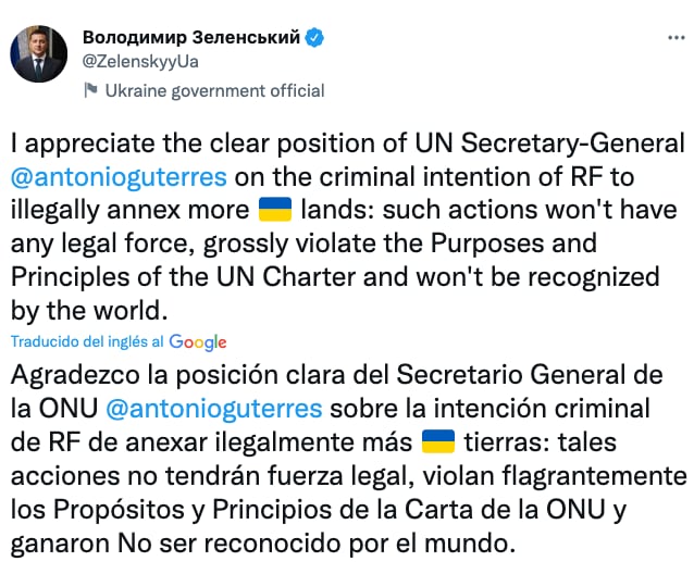 Tuit Volodimir Zelenski