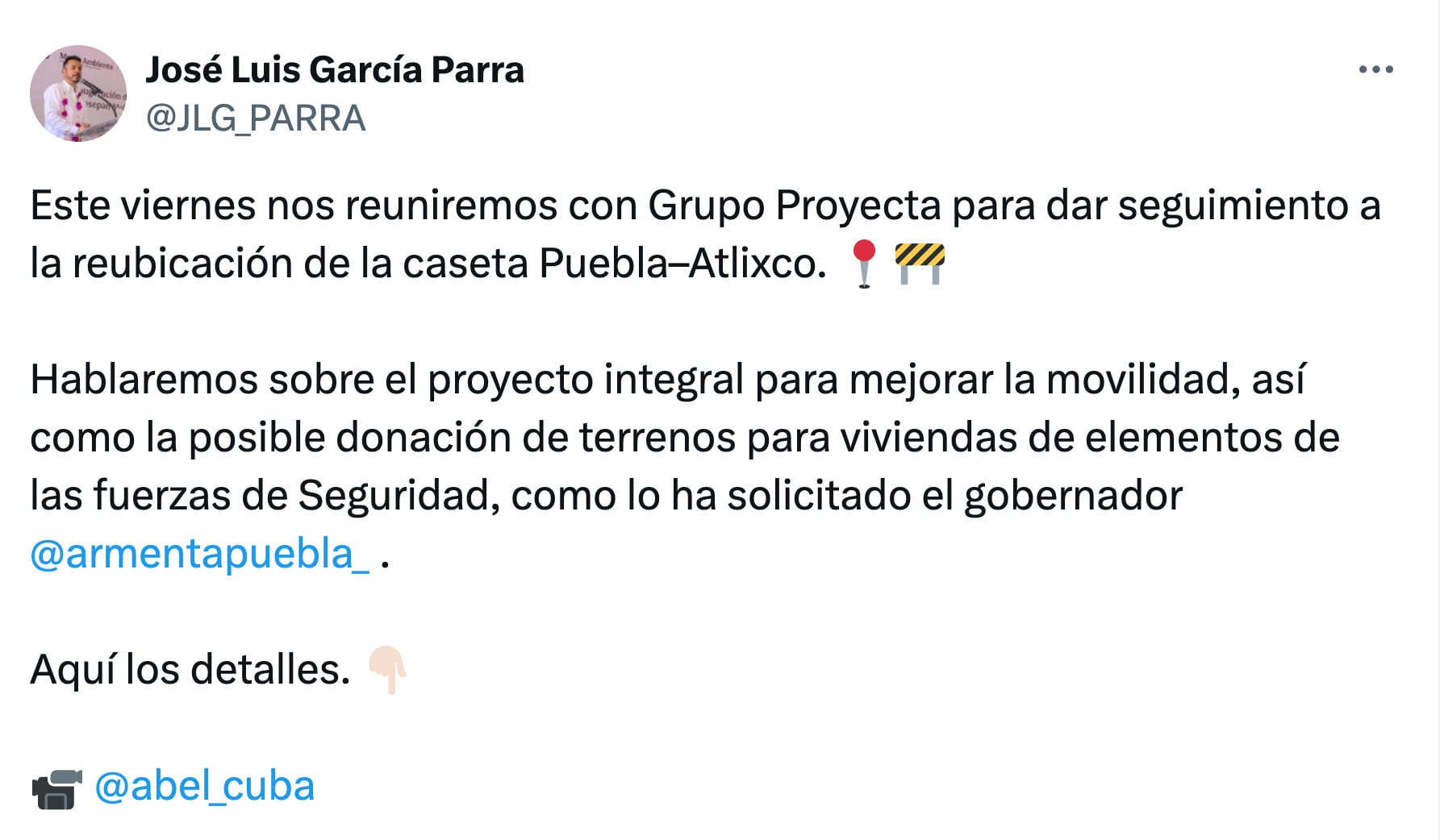 Gobierno de Alejandro Armenta se reunirá con Grupo Proyecta