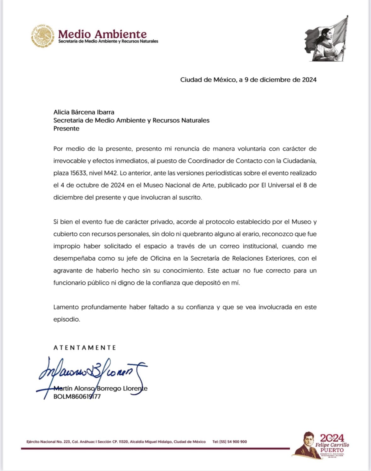 Martín Borrego Llorente renuncia a Semarnat