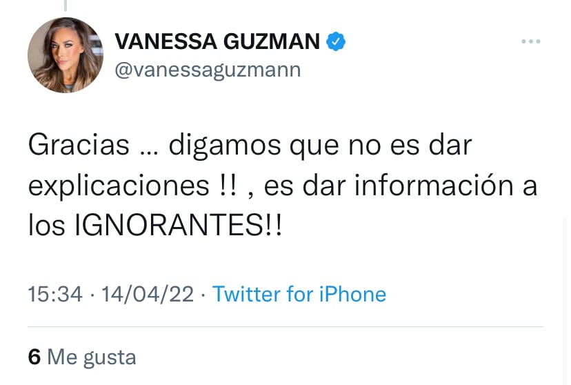 Vanessa Guzmán, tuit