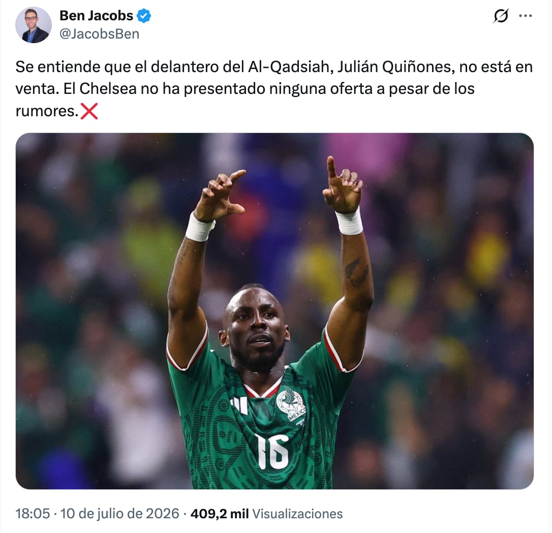 Desmienten oferta del Chelsea por Quiñones