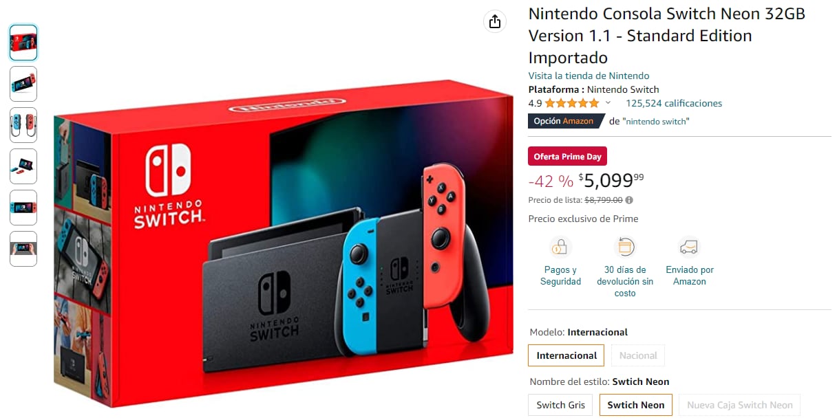 Oferta del Nintendo Switch en el Amazon Prime Day 2023