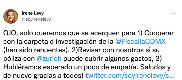 Irene Levy acusa que taquería no quiere cooperar