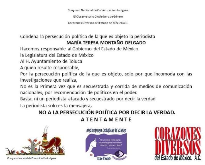La periodista María Teresa Montaño Delgado exhibió desvío y asuntos de corrupción en el Estado de México