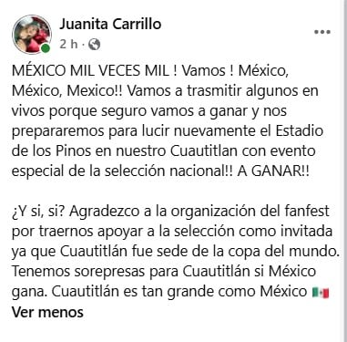 Juana Carrillo, alcaldesa de Cuautitlán, acude al Estadio Banorte en zona premium para el México vs Ecuador