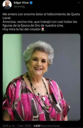 Se difundió la falsa noticia de la muerte de Queta Lavat