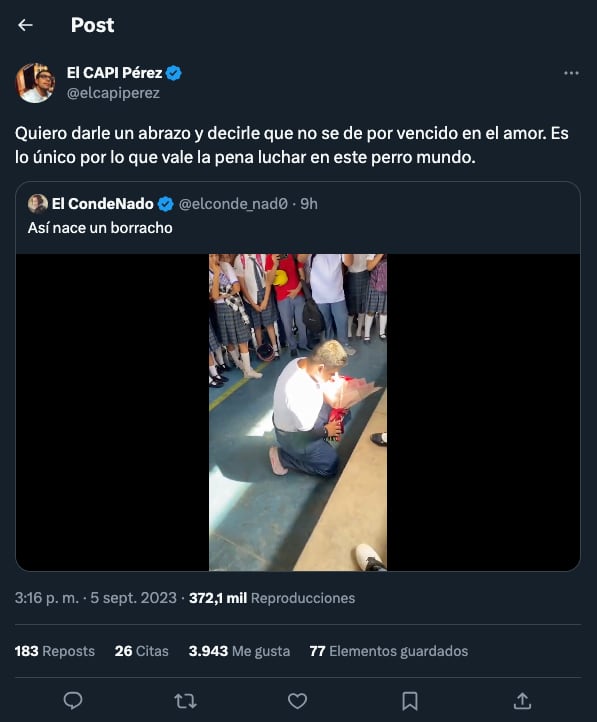 El Capi Pérez le recuerda al soldado caído que vale la pena luchar por amor