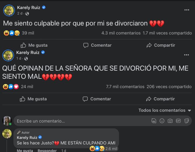 Karely Ruiz se siente culpable por el divorcio de la señora