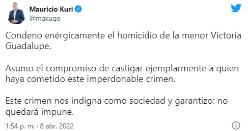 Mauricio Kuri sobre el asesinato de Victoria