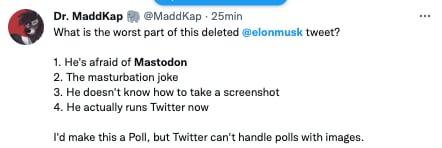 Elon Musk intenta burlarse de Mastodon