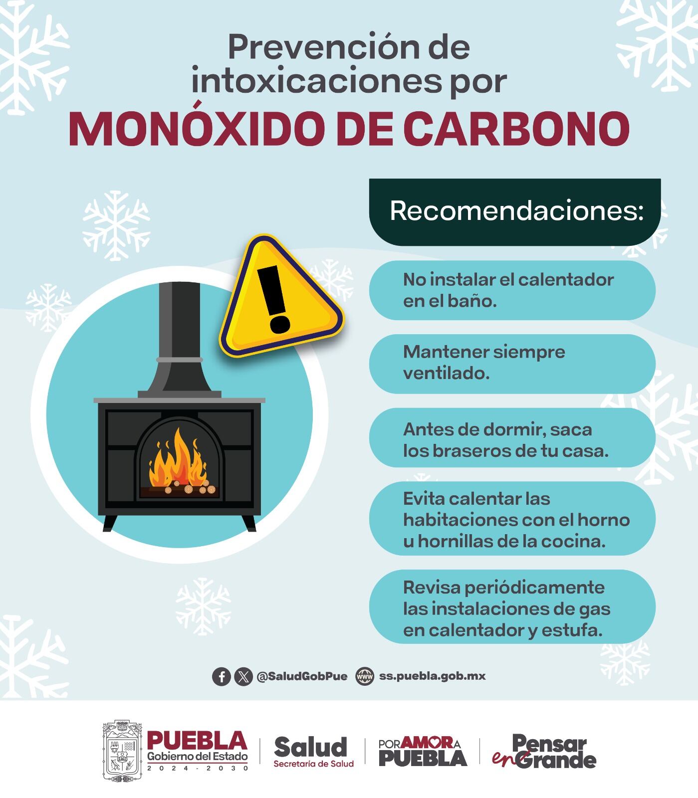 Secretaría de Salud de Puebla emite recomendaciones