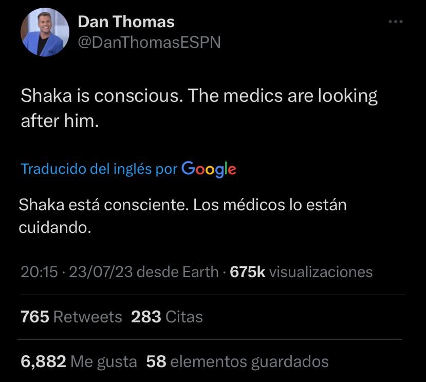 Dan Thomas, dio una actualización del estado de salud de su compañero tras desmayarse en plena transmisión.