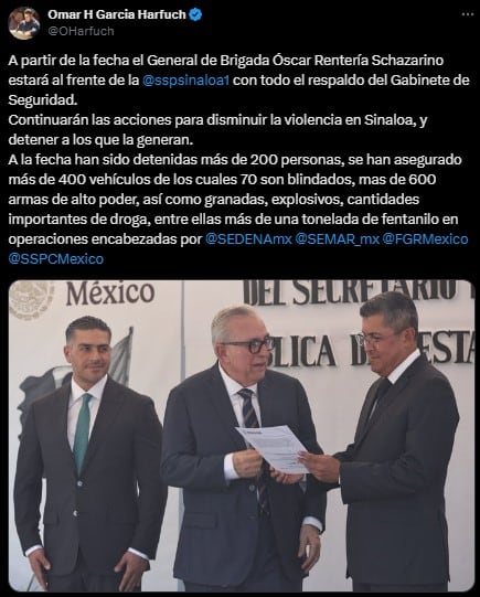 Omar Harfuch confirma nombramiento de  Oscar Rentería Schazarino