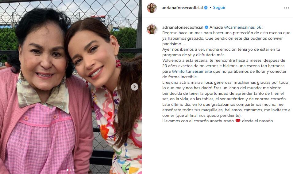 Adriana Fonseca habla del reencuentro con Carmen Salinas.