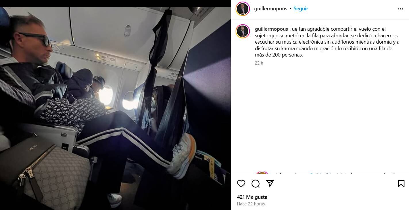 Guillermo Pous exhibe el mal comportamiento de Salvador Zerboni en un avión