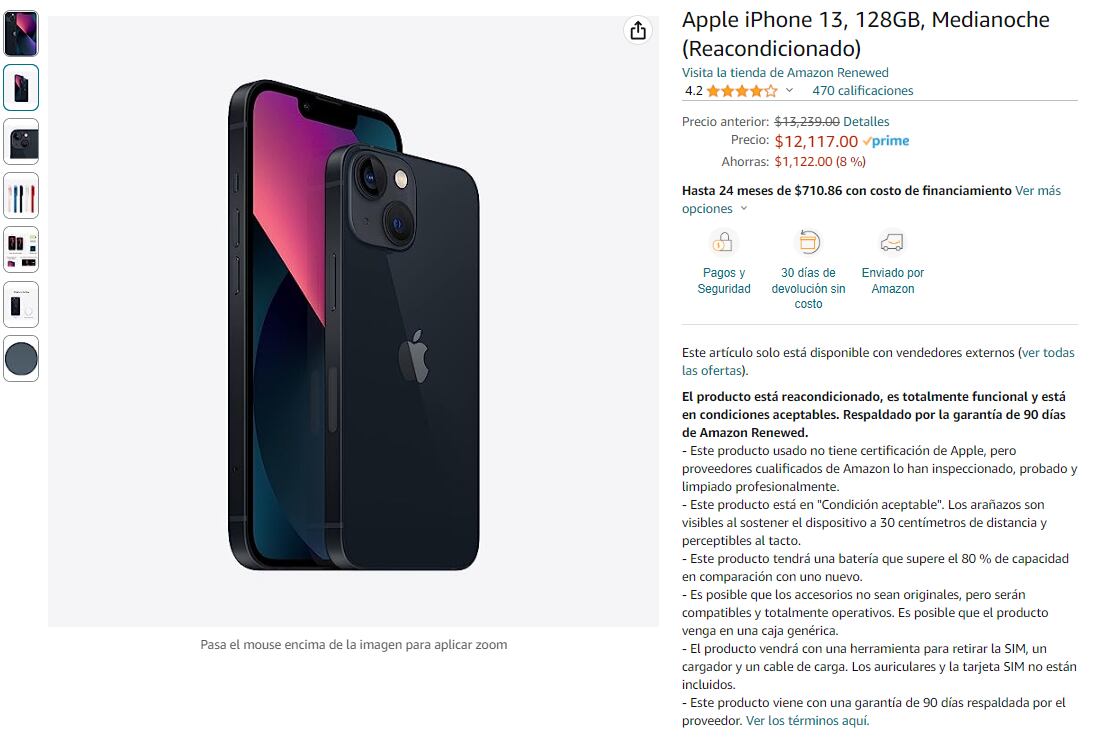 Precio del iPhone 13 en Amazon