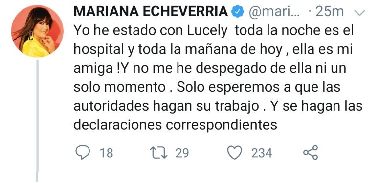 Tuit de Mariana Echeverría
