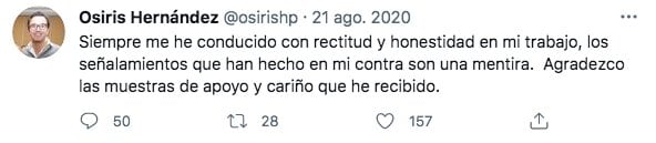Tuit de Osiris Hernández Peña