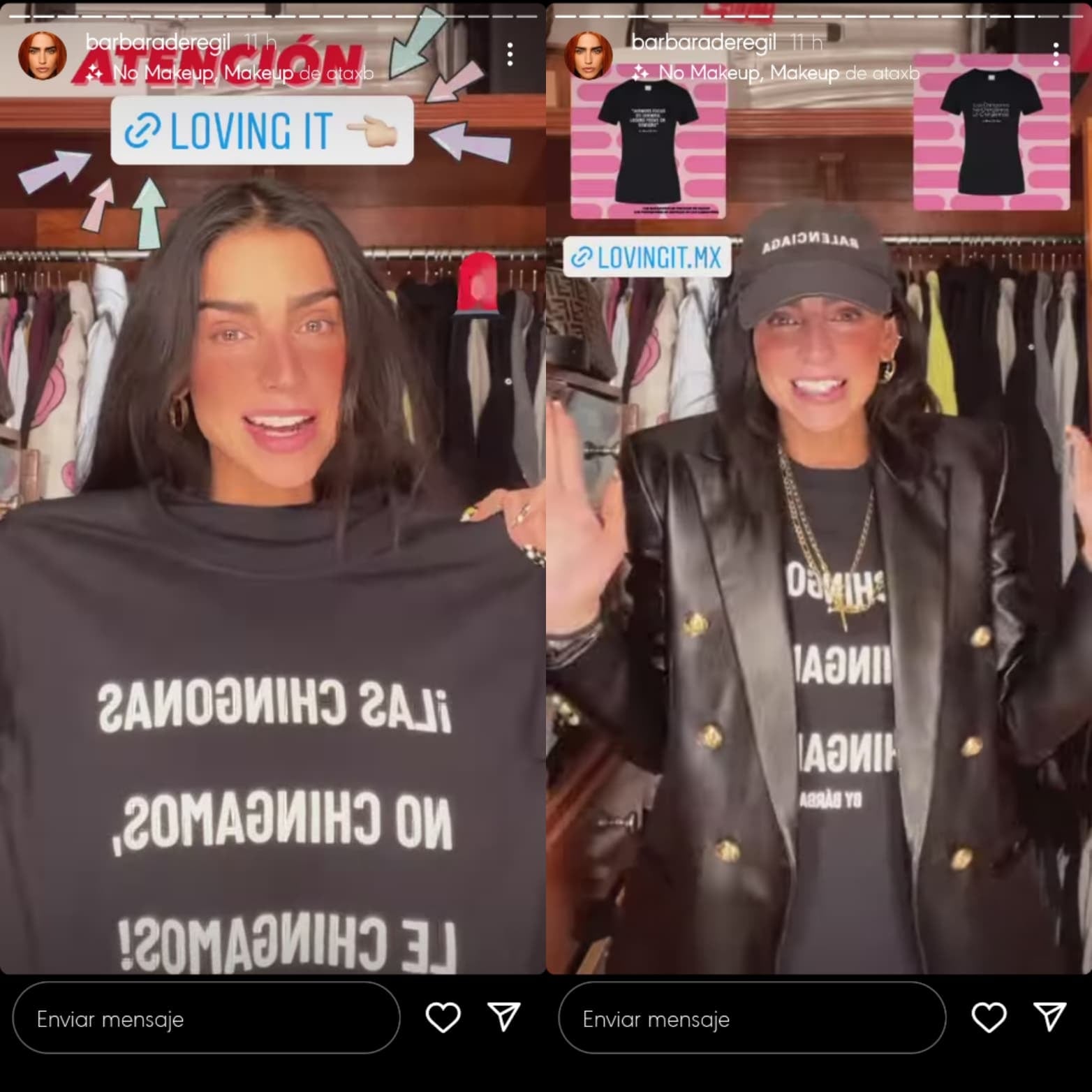 Bárbara de Regil vende playeras con sus frases.