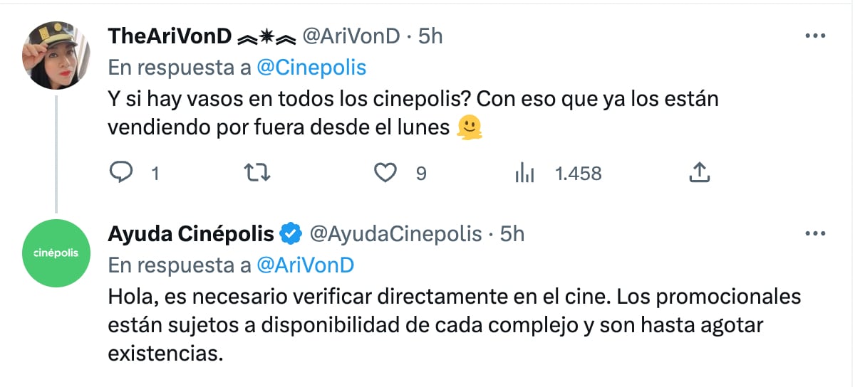 Disponibilidad vasos Demon Slayer Cinépolis