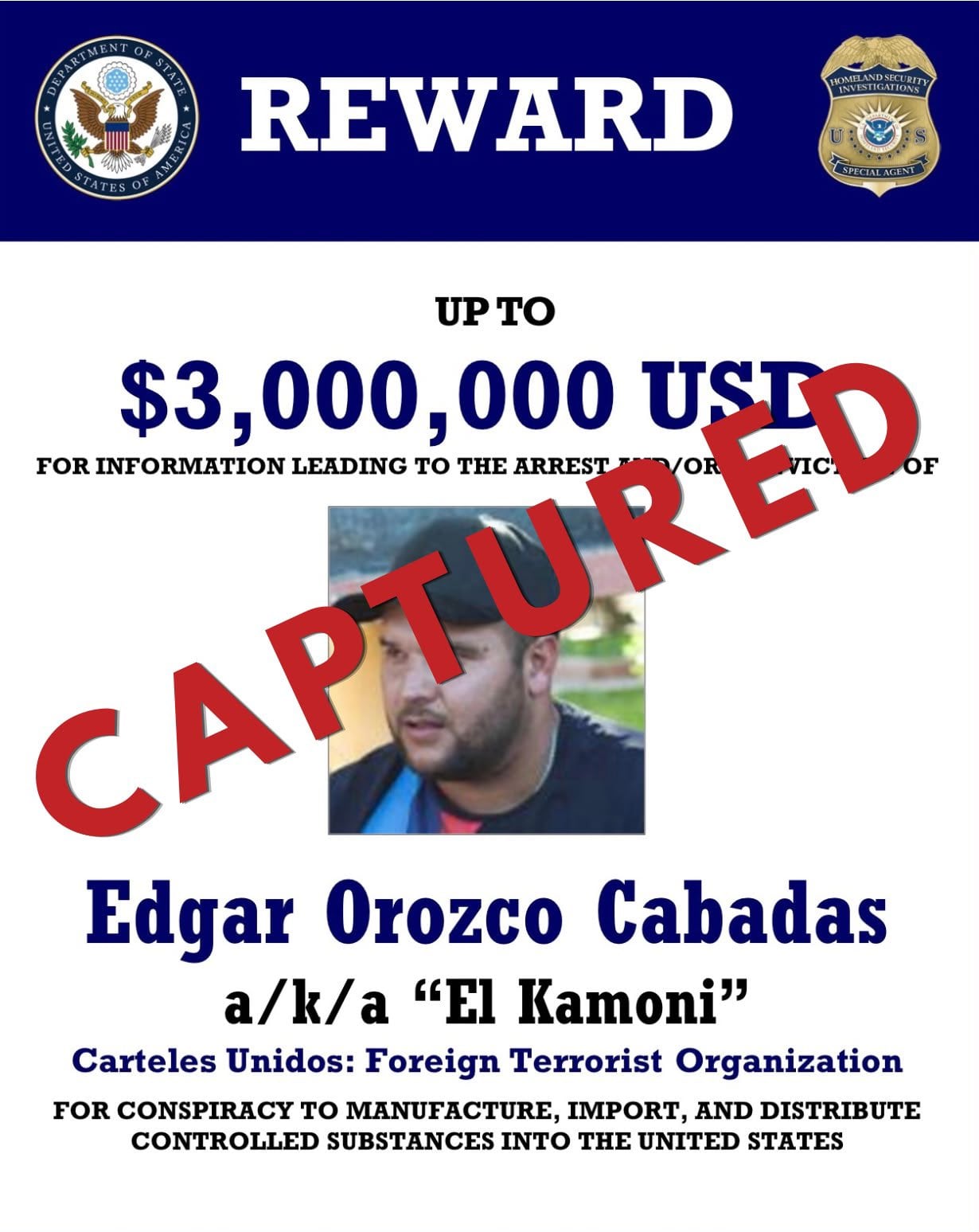 El Kamoni era buscado por Estados Unidos por narcoterrorismo.
