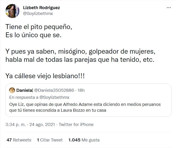 Lizbeth Rodríguez le responde a Alfredo Adame