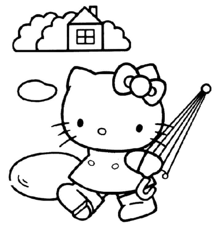 Los dibujos de Hello Kitty bajo la lluvia