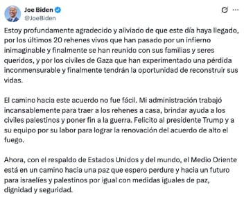 Joe Biden compartió mensaje para reconocer y felicitar a Donald Trump