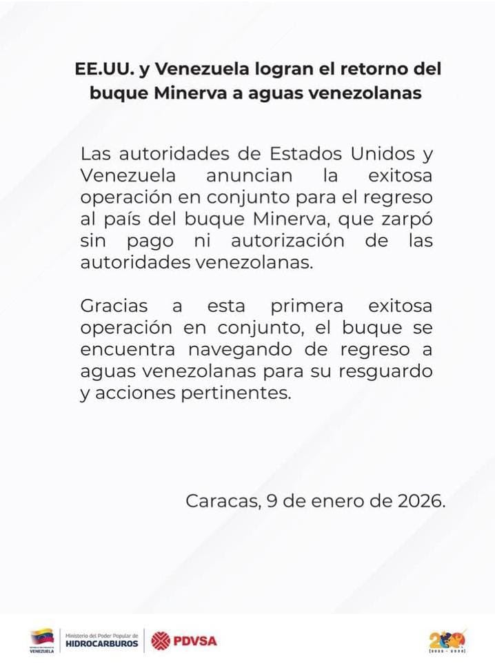 Buque petrolero incautado por Estados Unidos regresa a Venezuela