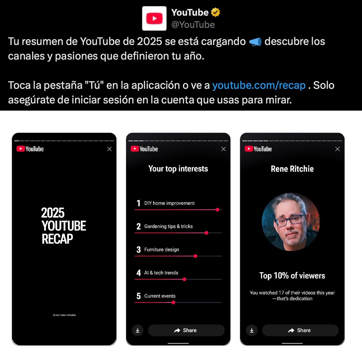 Recap de YouTube 2025