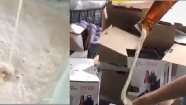 Empleados tiran cerveza caducada