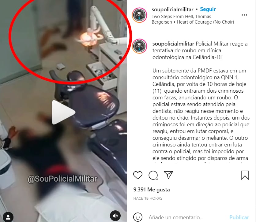 VIDEO un policía militar de Brasil evita asalto en consultorio dental