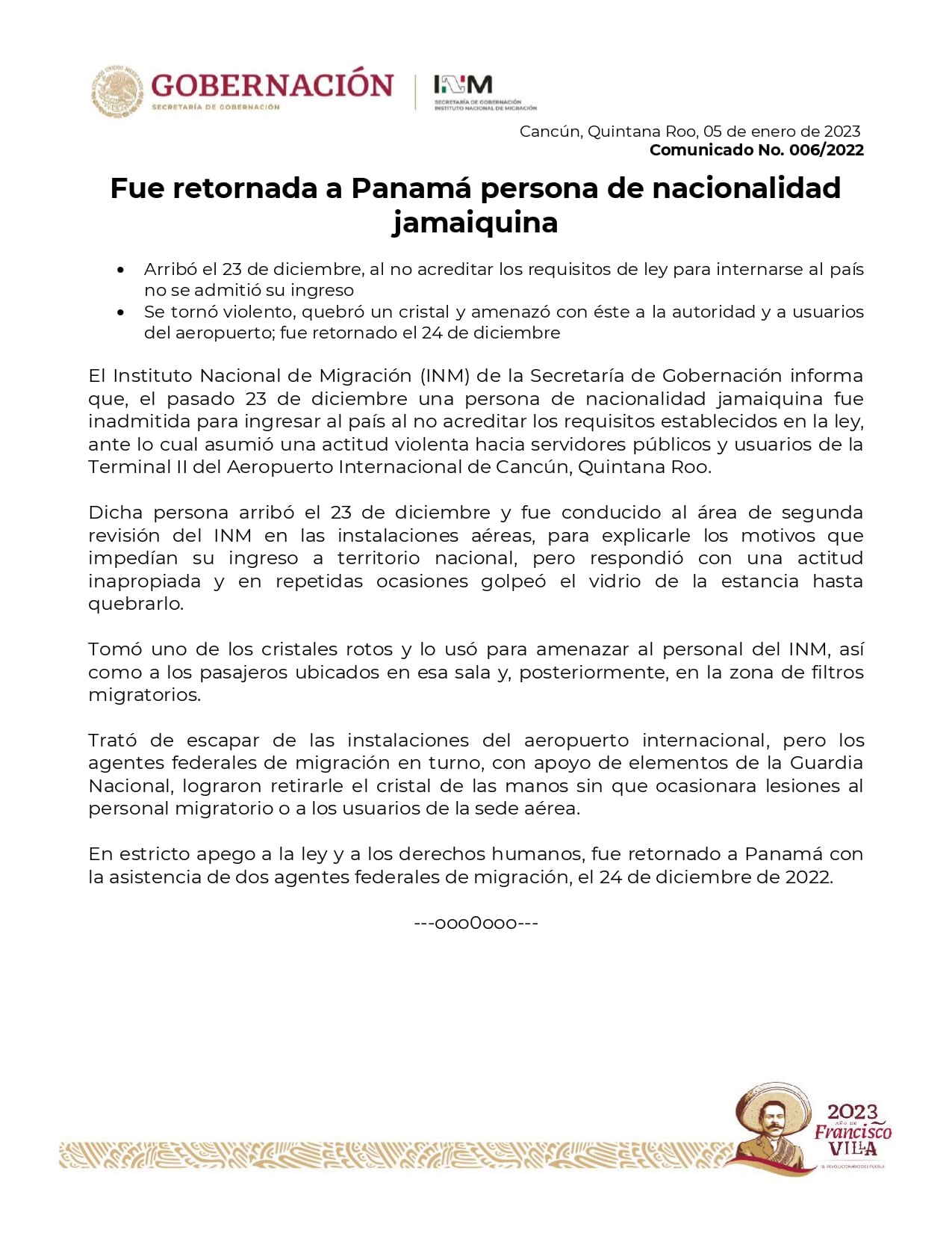 Hombre causa destrozos en Aeropuerto Internacional de Cancún tras negar su acceso al territorio mexicano
