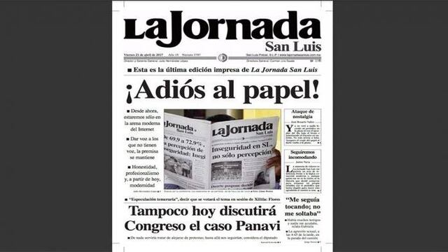 La Jornada San Luis. Fin al impreso.