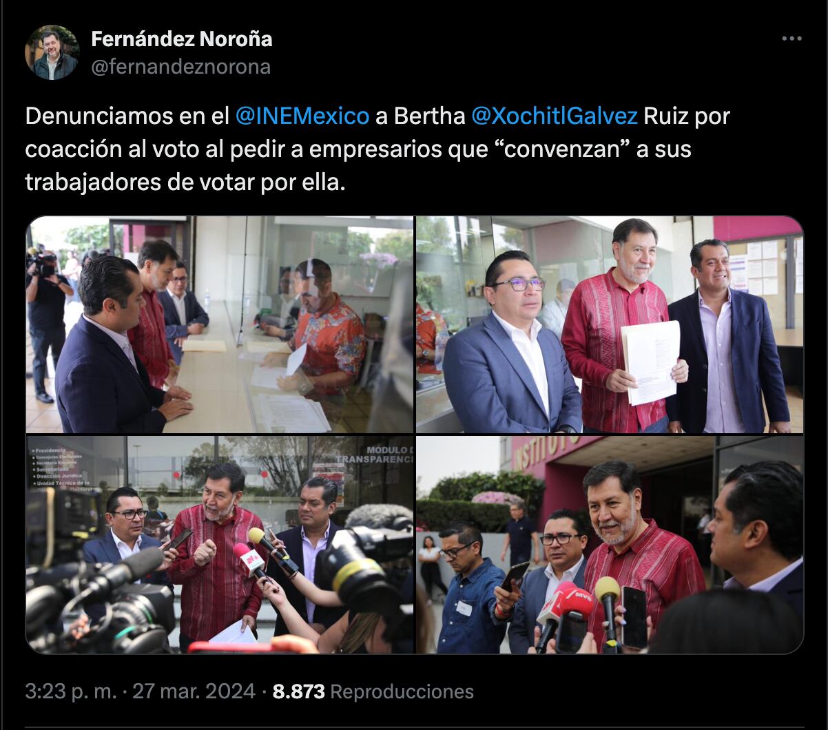 Gerardo Fernández Noroña denunció a Xóchitl Gálvez, dice que cometió esta falta