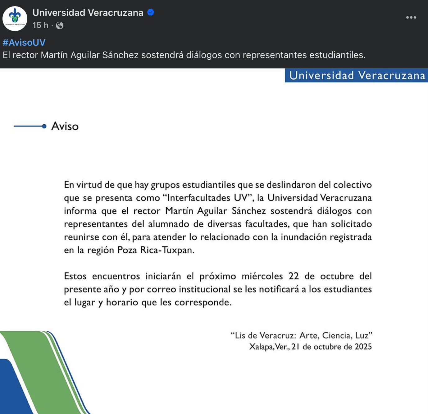 Universidad Veracruzana se abre al diálogo con estudiantes