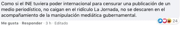 Publicación en Facebook