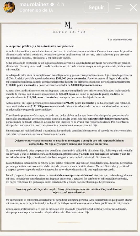 Mauro Lainez entra al Registro de Deudores Alimentarios: Esto es lo que debe